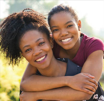sisters smiling